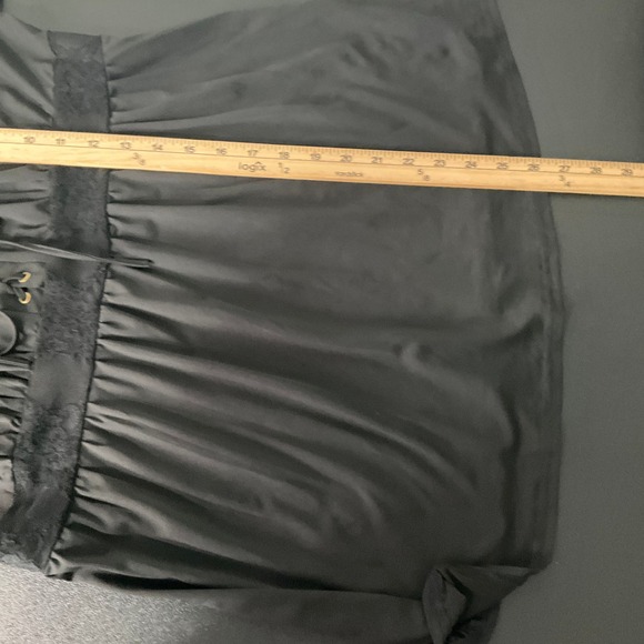 Womens Black Cold Shoulder Lace Up Tunic‎ Top Plus Size XL Milkmaid Peasant Boho - Picture 8 of 9